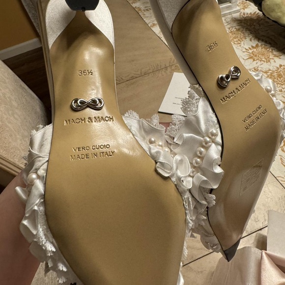 MACH & MACH White and Silver Embellished Heels - Picture 5 of 5